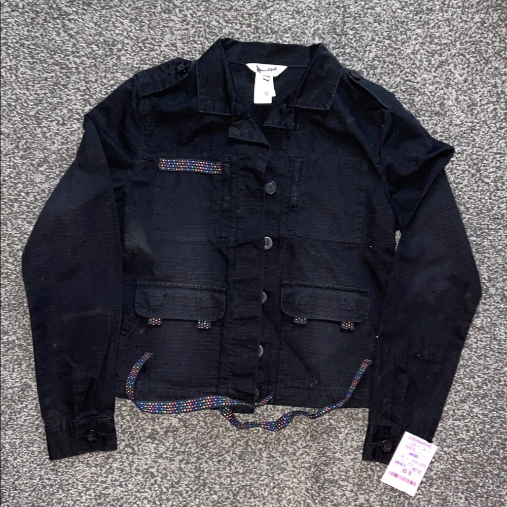Y2K Soundgirl Military Cotton Twill Charlie Jacket Black NWT Size Medium